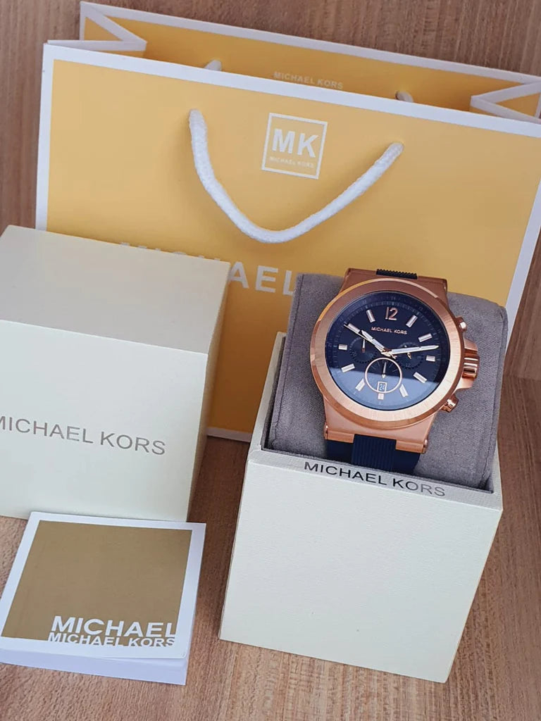 Michael Kors Dylan Blue Dial Blue Rubber Strap Watch For Men - MK8295