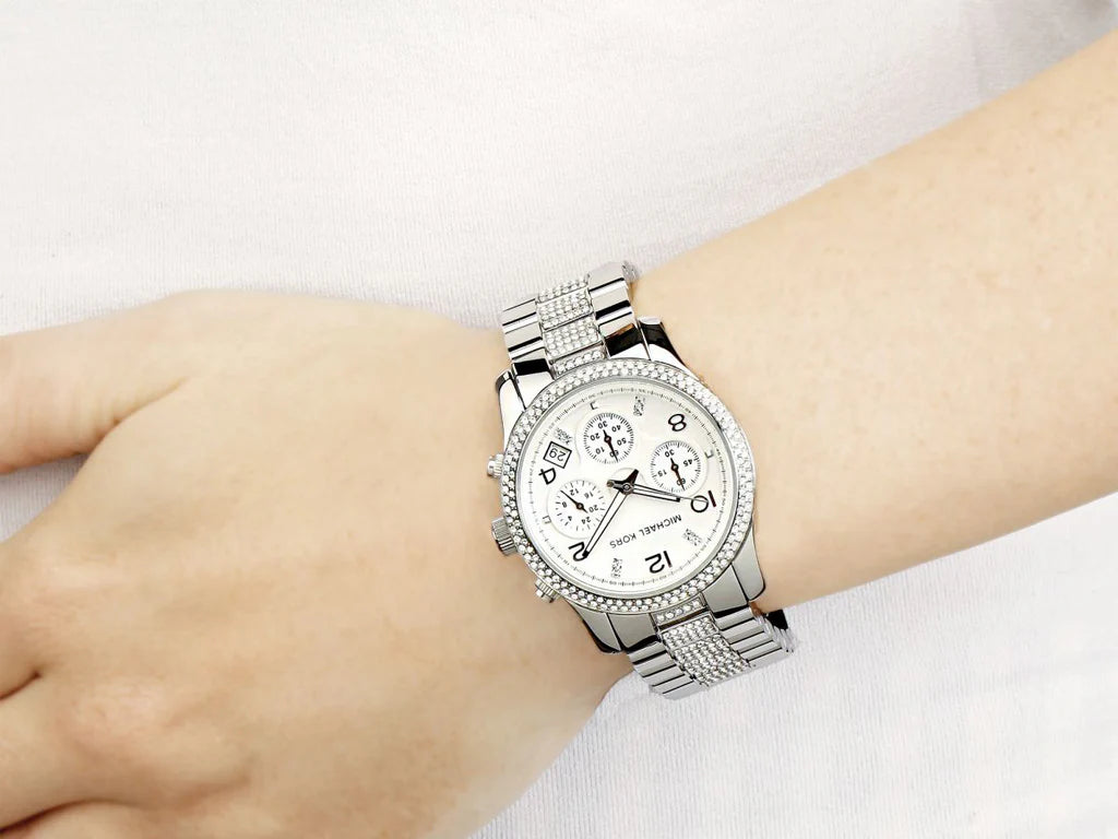 Michael Kors Runway White Dial Silver Steel Strap Watch For Women - MK5825