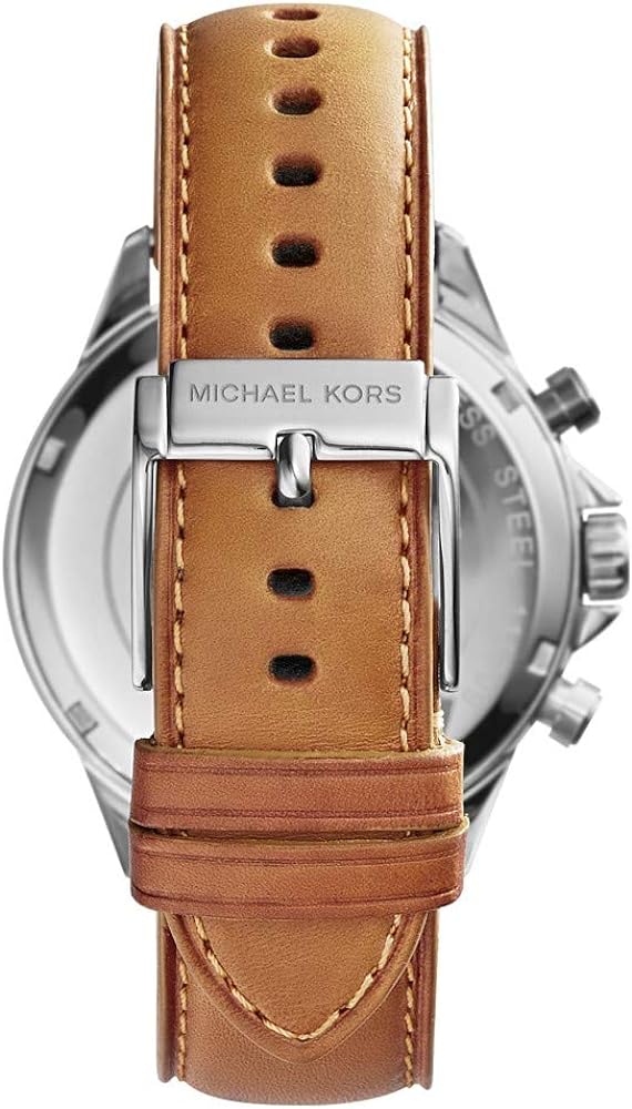 Michael Kors Lexington Chronograph Rose Gold Dial Black Leather Strap Watch For Men - MK8516