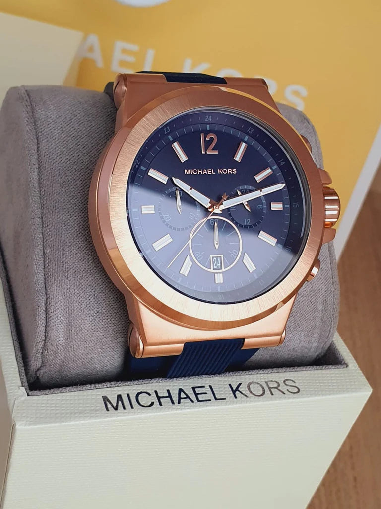 Michael Kors Dylan Blue Dial Blue Rubber Strap Watch For Men - MK8295