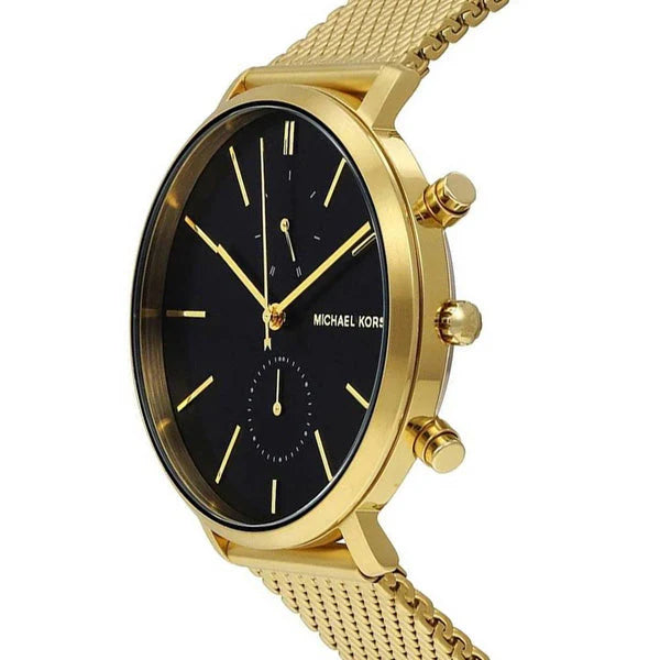 Michael Kors Jaryn Black Dial Gold Steel Strap Watch For Men - MK8503