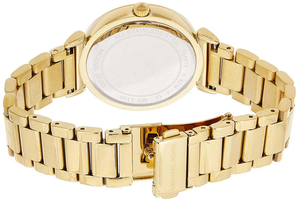 Michael Kors Catlin Black Dial Gold Steel Strap Watch For Women - MK3338