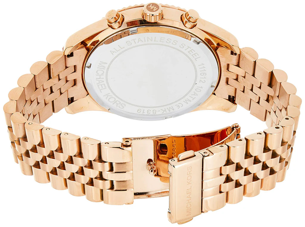 Michael Kors Lexington Rose Gold Dial Rose Gold Steel Strap Watch For Men - MK8319