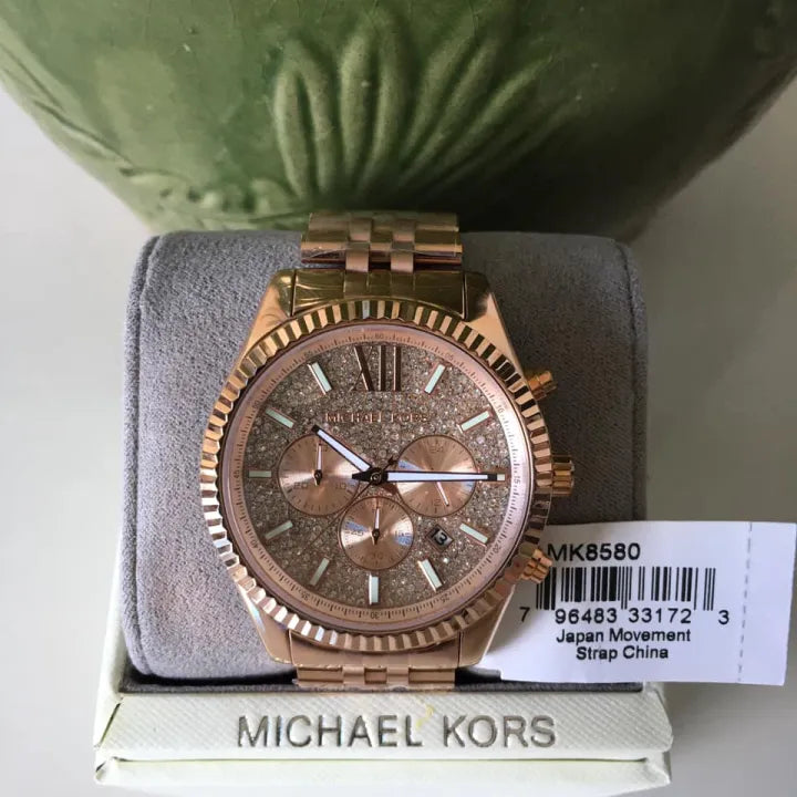 Michael Kors Lexington Rose Gold Dial Rose Gold Stainless Steel Strap Watch For Men - MK8580