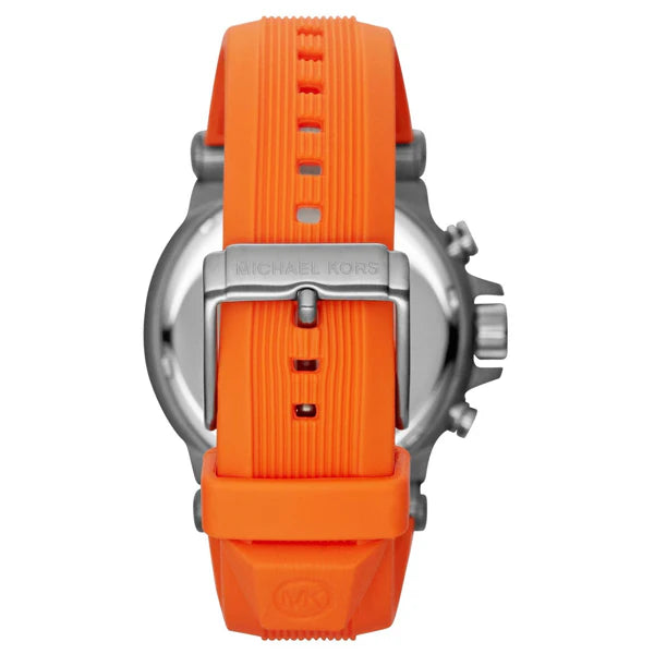 Michael Kors Dylan Chronograph Grey Dial Orange Rubber Strap Watch For Men - MK8296