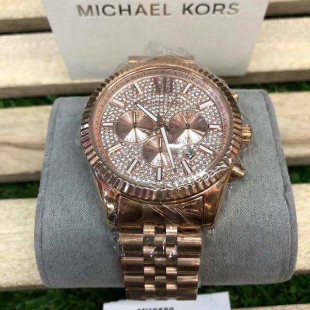 Michael Kors Lexington Rose Gold Dial Rose Gold Stainless Steel Strap Watch For Men - MK8580