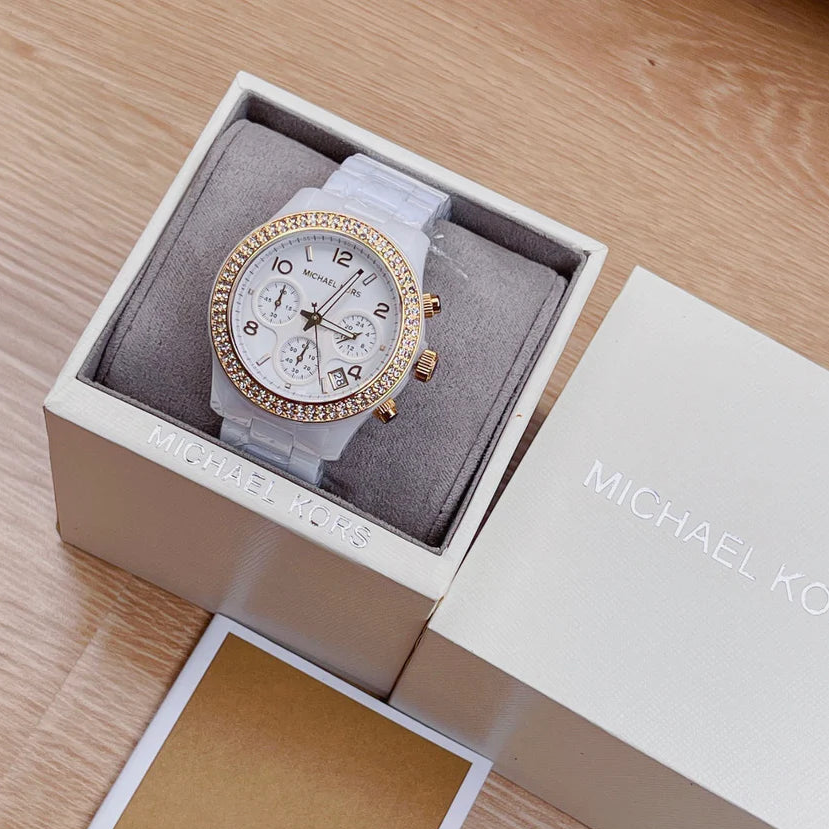 Michael Kors Runway White Dial White Steel Strap Watch For Women - MK5237