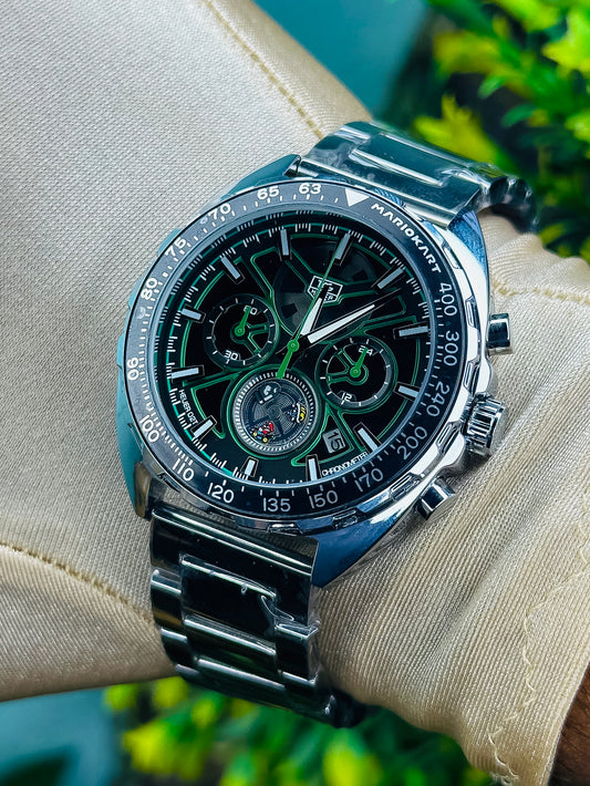 TAG Heuer Formula 1 X Mario Silver Green Chronograph Watch