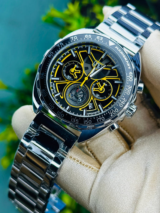 TAG Heuer Formula 1 X Mario Silver Yellow Chronograph Watch