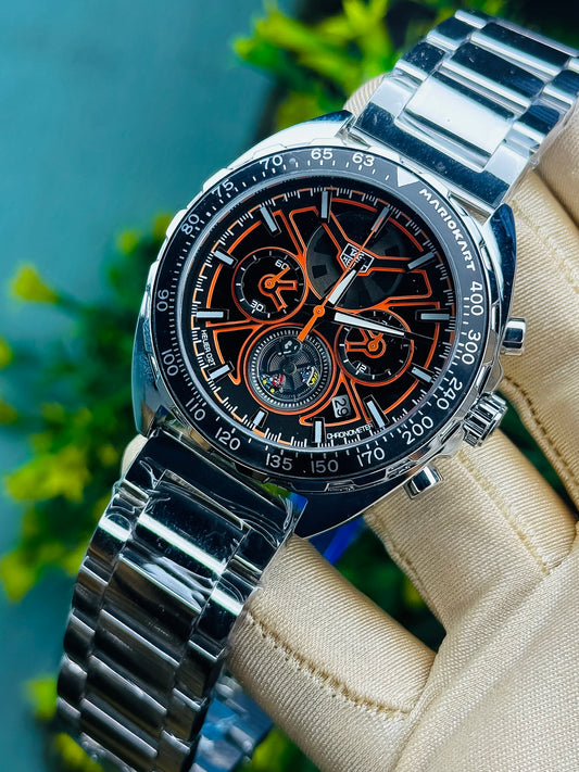 TAG Heuer Formula 1 X Mario Silver Orange Chronograph Watch