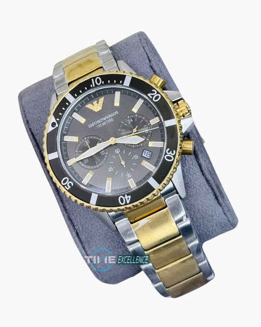 Emporio Armani Diver Silver,Gold-Black-Tone Men’s Watch