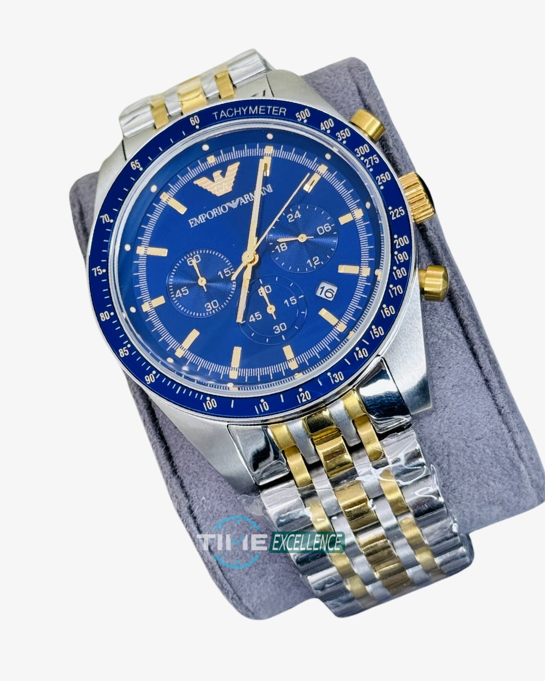 Emporio Armani Chronograph two tone Blue Dial Men’s Watch| AR8030 Master Grade