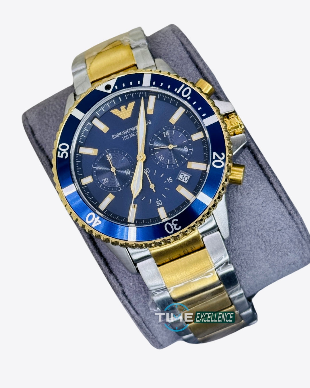 Emporio Armani Diver Silver,Gold-Blue-Tone Men’s Watch