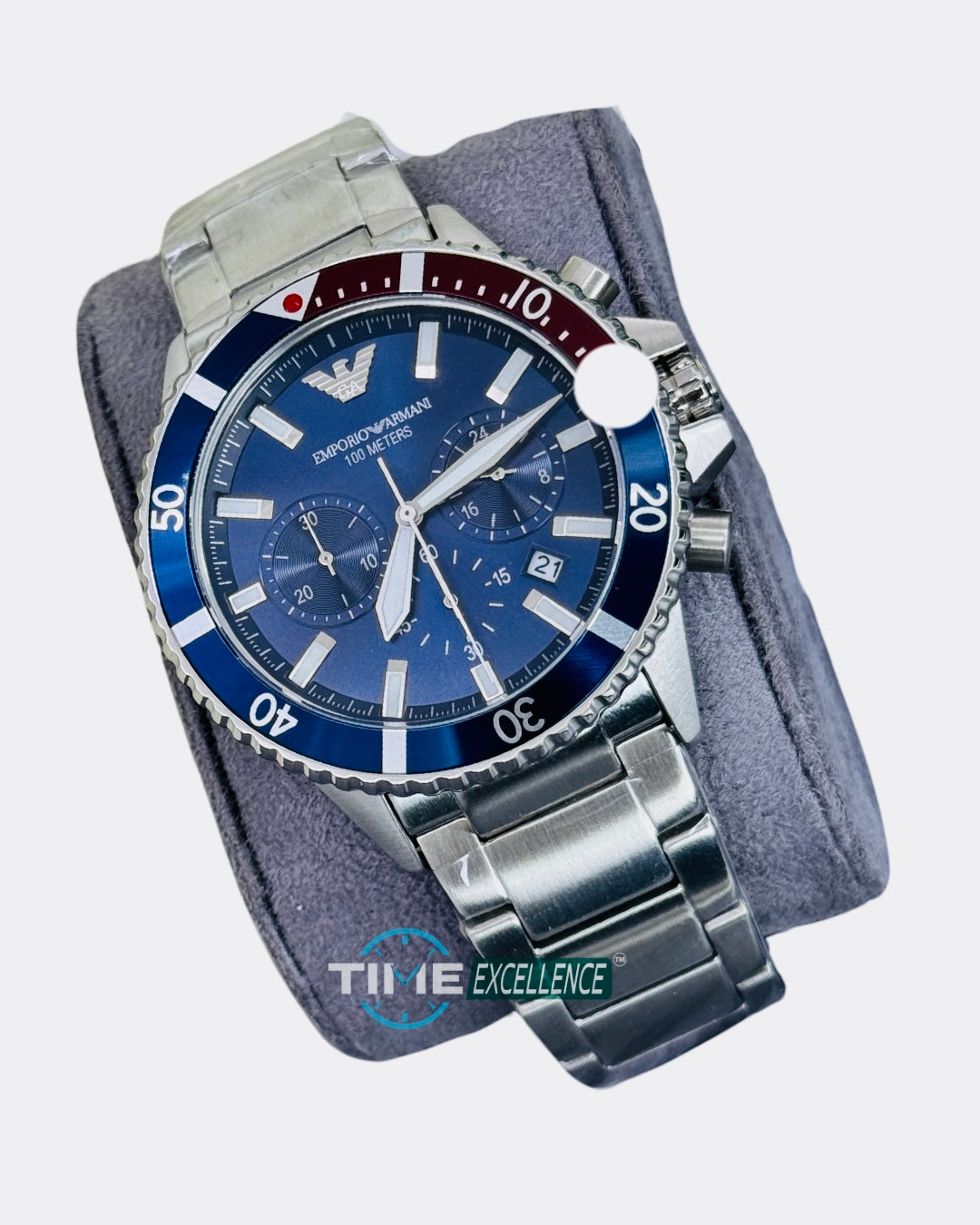 Emporio Armani Diver Silver,Red-Blue-Tone Men’s Watch