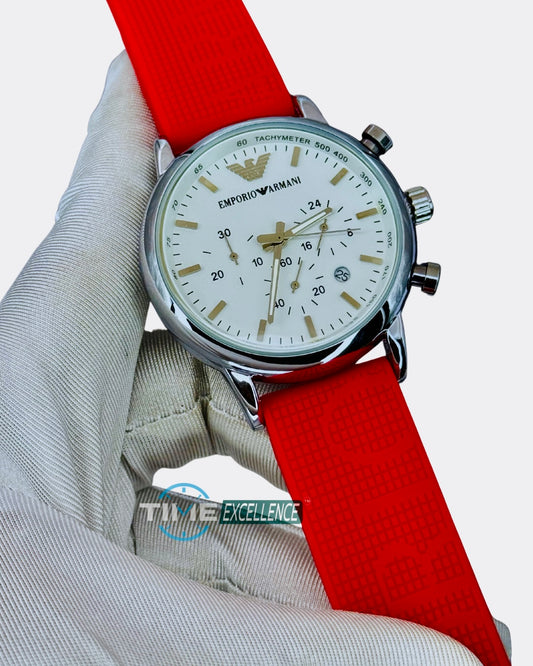 High Quality Emporio Armani Watch With Original Rubber Red Strap AA Grade