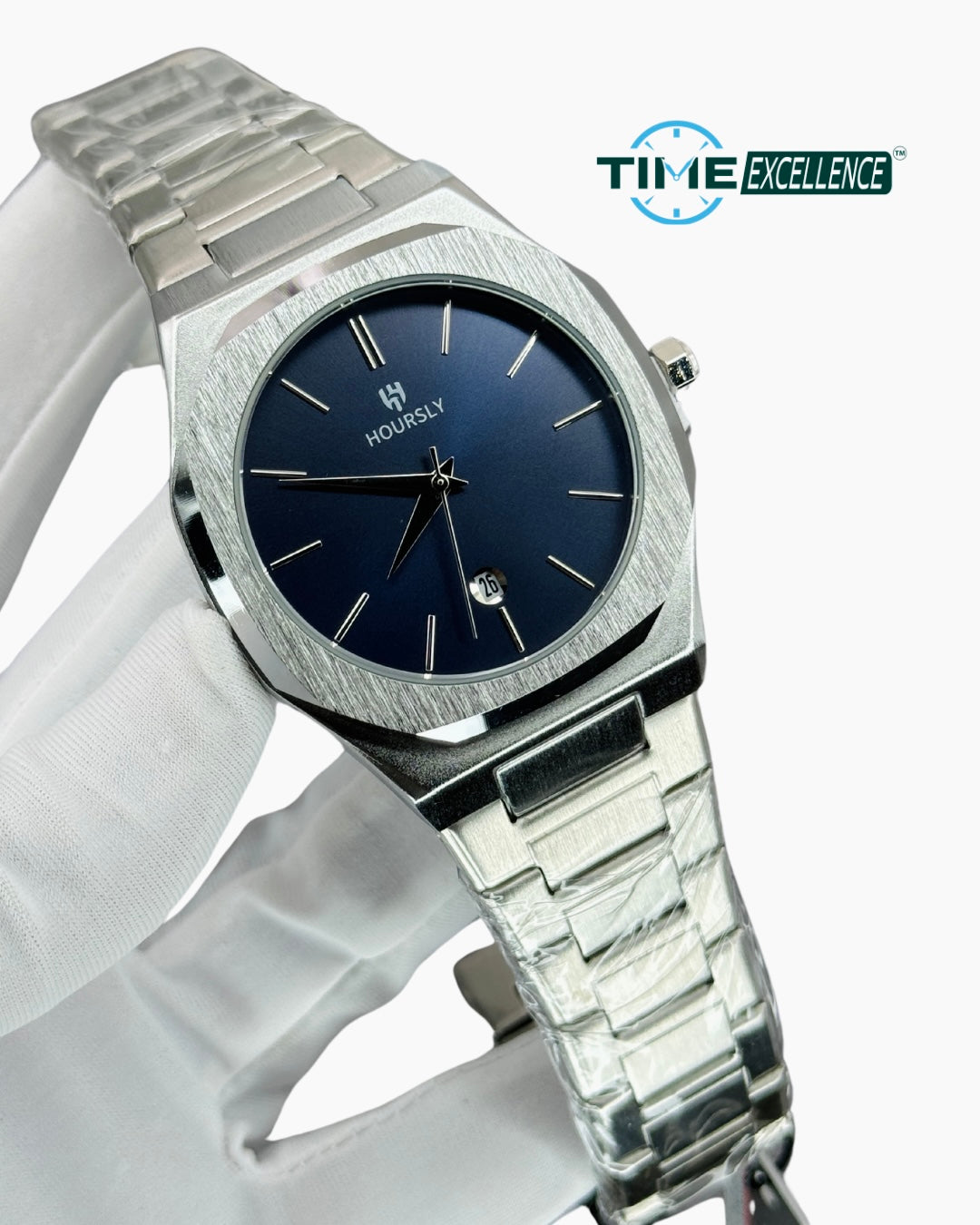 Hoursly Original Premium Quality Watch - Blue Dail Metal Strap