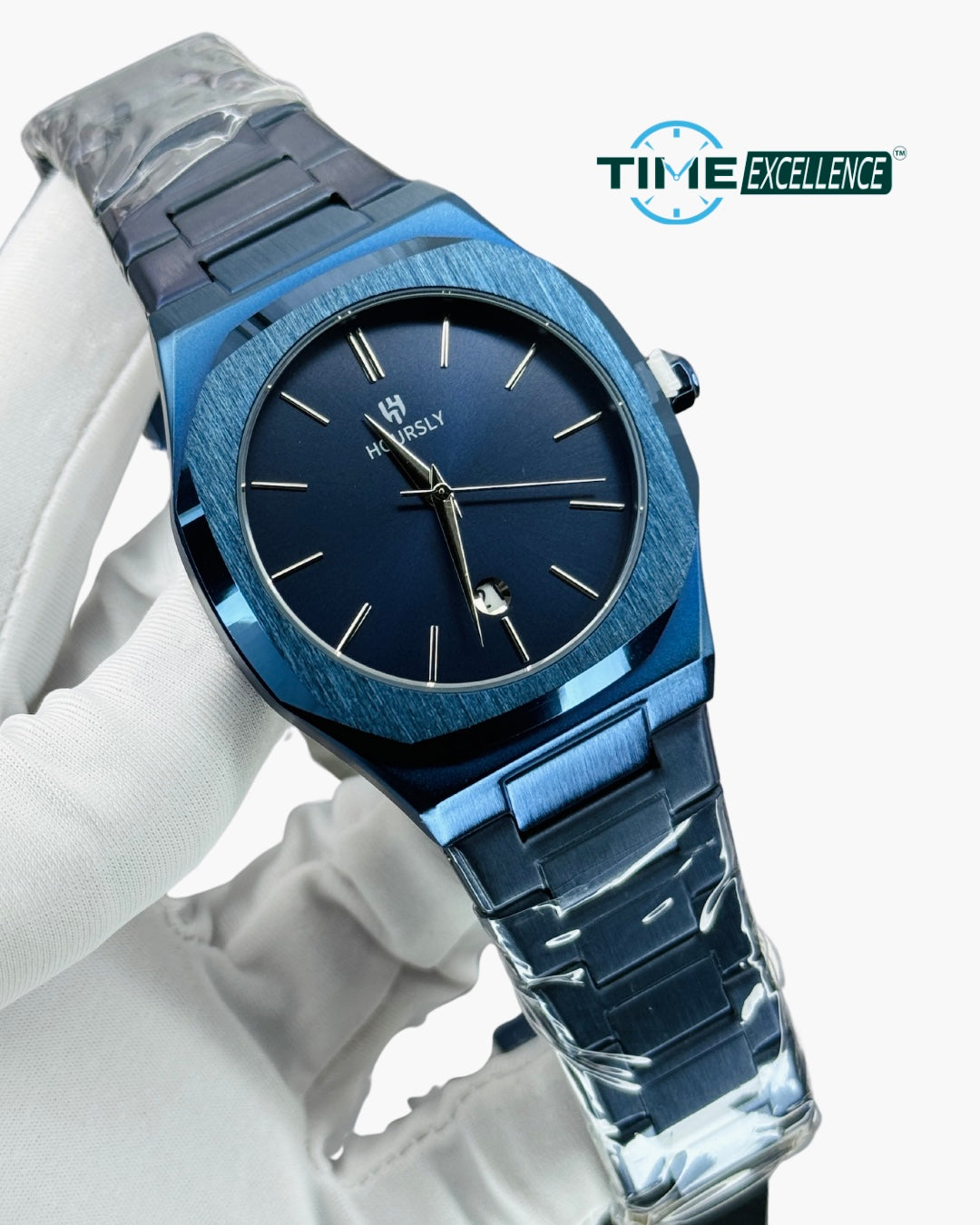 Hoursly Original Premium Quality Watch - Blue Dail Blue Metal Strap