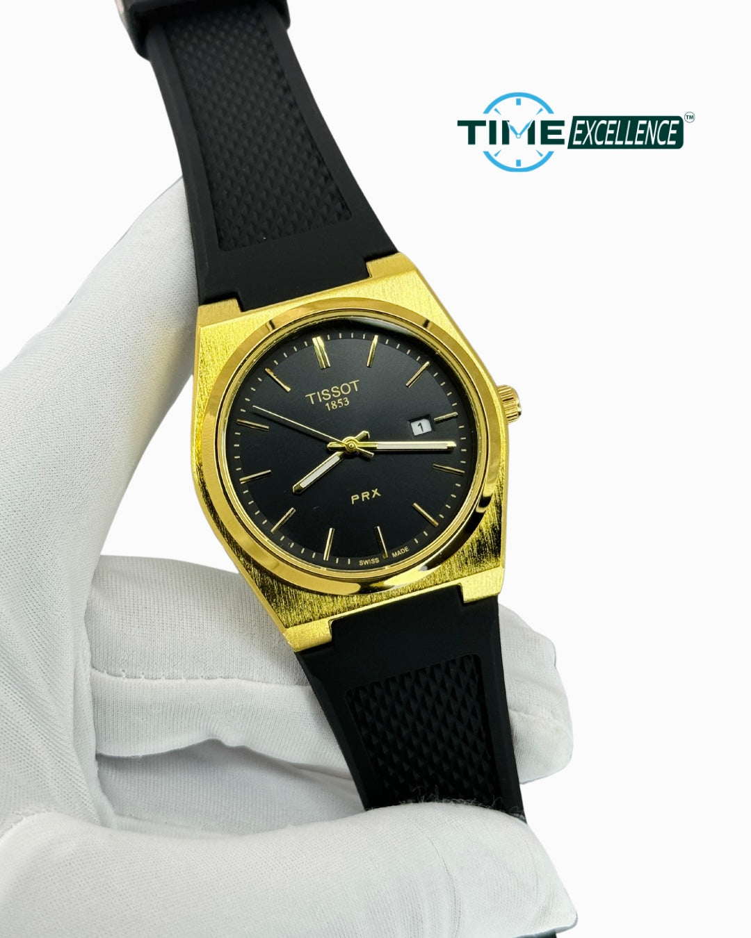 Tissot PRX AA Grade Black Color Black Dail Gold Case Watch AA Grade Mens