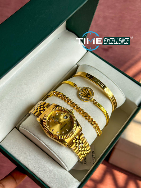 Rolex Stylish Beautiful ladies watch Golden Color Box Set