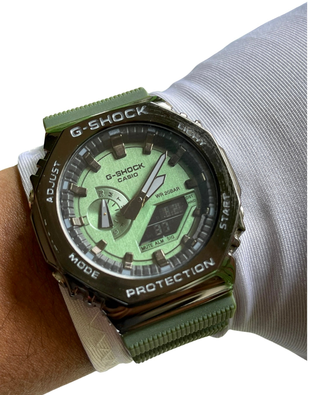 CASIO G-SHOCK  AAA Grade Watch GM-2100-1AJF Oak Metal Covered Ana-Digi Digi Ana Quartz Silver Black Octagon Men's