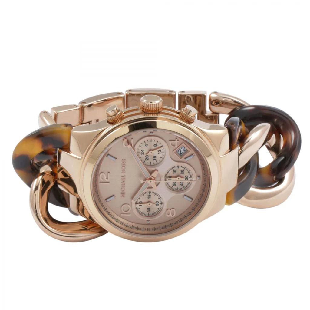 Michael Kors Runway Rose Gold Dial Two Tone Steel Strap Watch For Women - MK4269