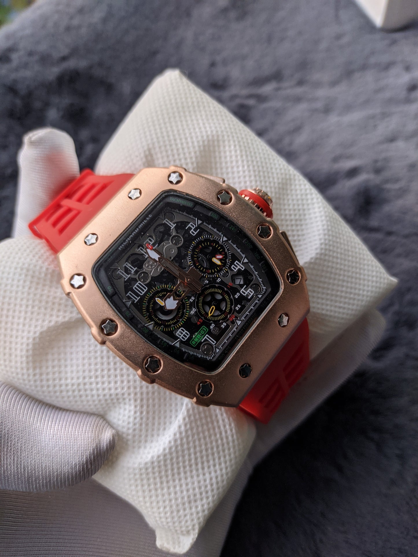 Richard Mille  AA Men's Luxury Square Watch with Japan Quartz Movement and Sapphire Glass