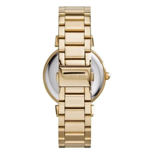 Michael Kors Catlin Black Dial Gold Steel Strap Watch For Women - MK3338