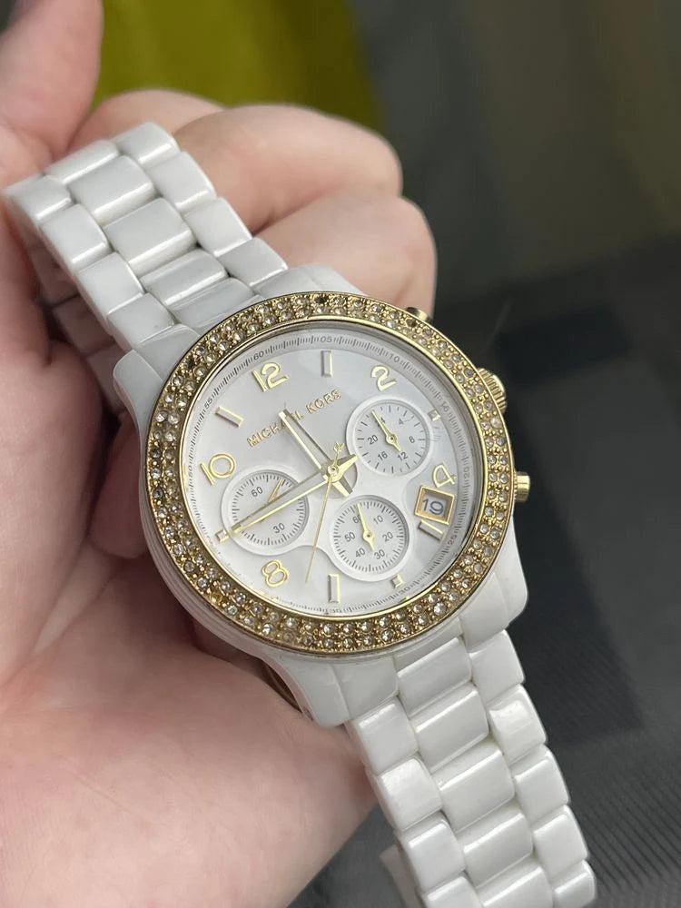 Michael Kors Runway White Dial White Steel Strap Watch For Women - MK5237