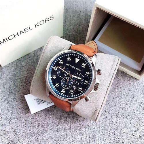 Michael Kors Gage Chronograph Blue Dial Brown Leather Strap Watch For Men - MK8362