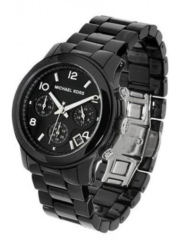 Michael Kors Runway Black Ceramic Dial Black Steel Strap Watch For Women - MK5162