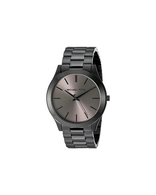 Michael Kors Slim Runway Black Dial Black Steel Strap Watch For Men - MK8507