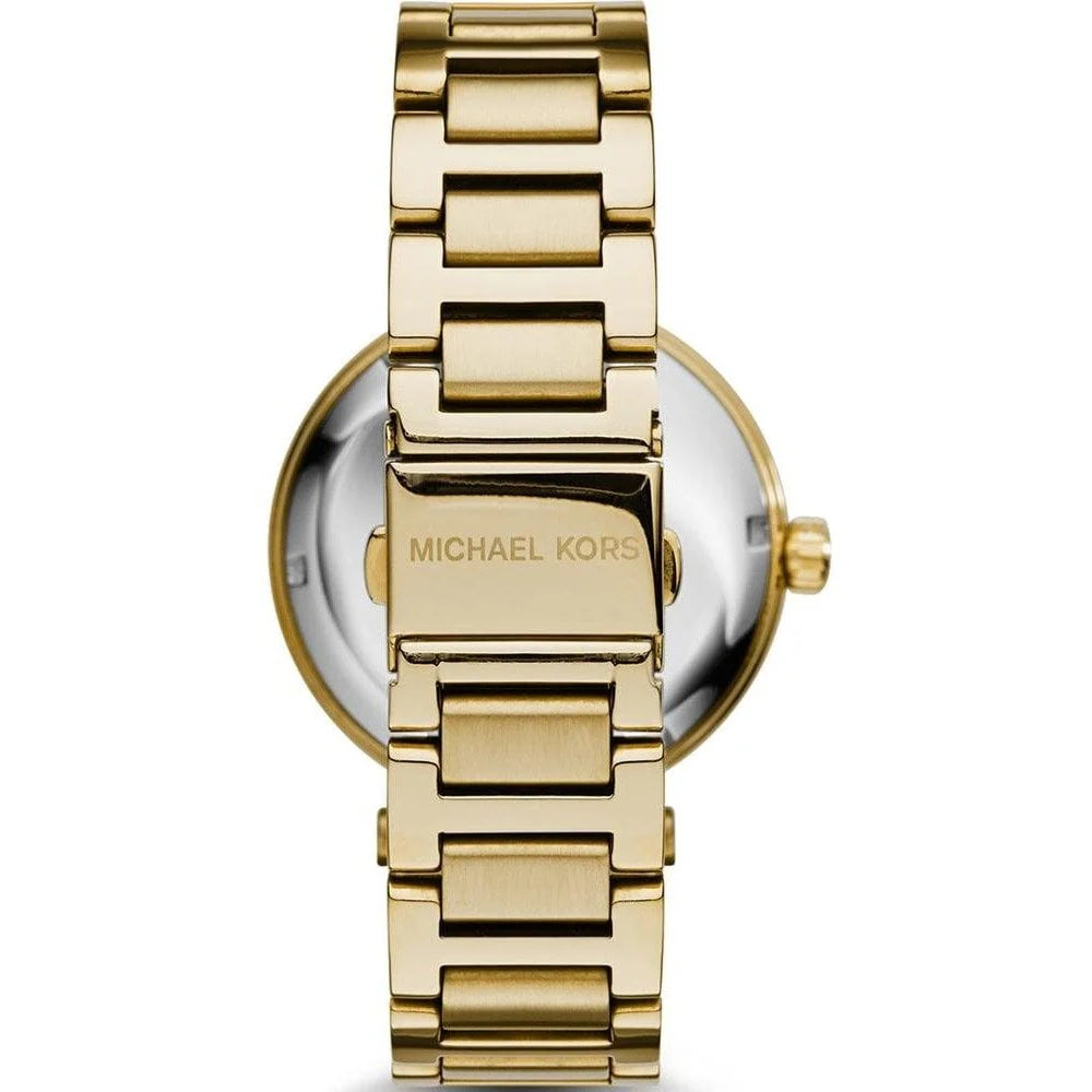 Michael Kors Skylar Green Dial Gold Steel Strap Watch For Women - MK6065