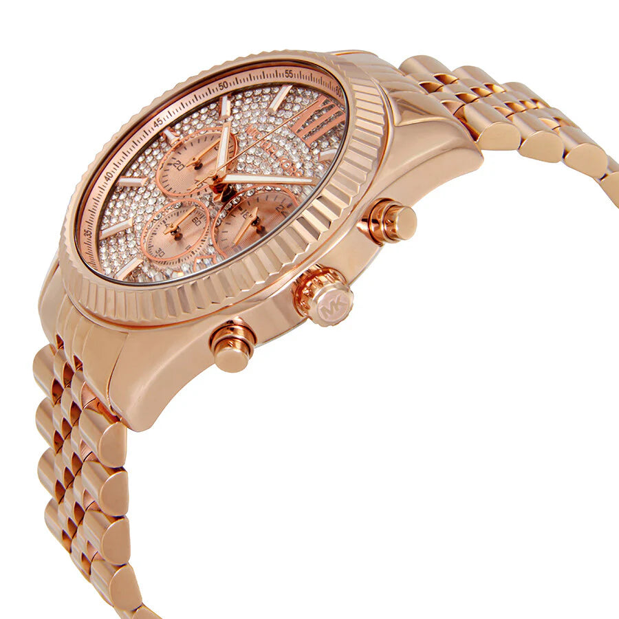 Michael Kors Lexington Rose Gold Dial Rose Gold Stainless Steel Strap Watch For Men - MK8580