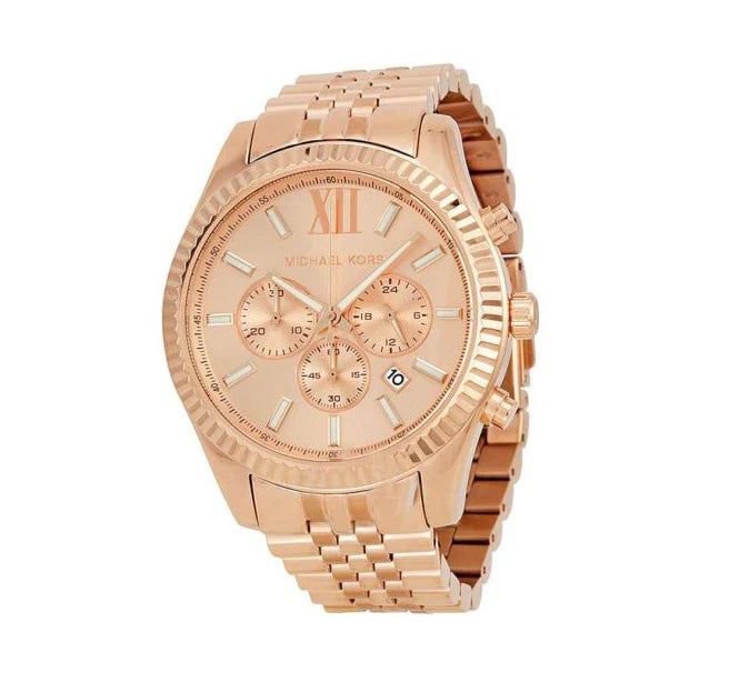 Michael Kors Lexington Rose Gold Dial Rose Gold Steel Strap Watch For Men - MK8319