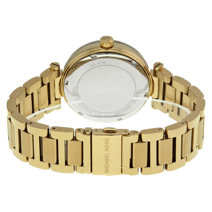 Michael Kors Skylar Green Dial Gold Steel Strap Watch For Women - MK6065