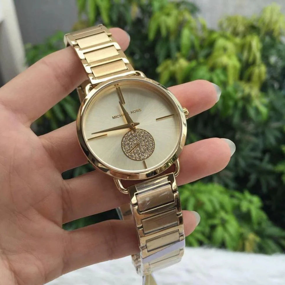 Michael Kors Portia Gold Dial Gold Steel Strap Watch For Women - MK3639