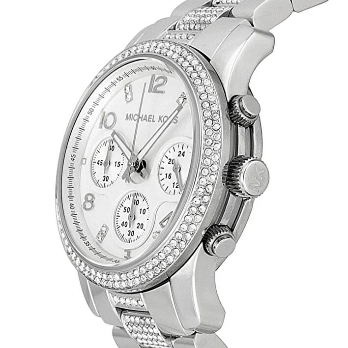 Michael Kors Runway White Dial Silver Steel Strap Watch For Women - MK5825