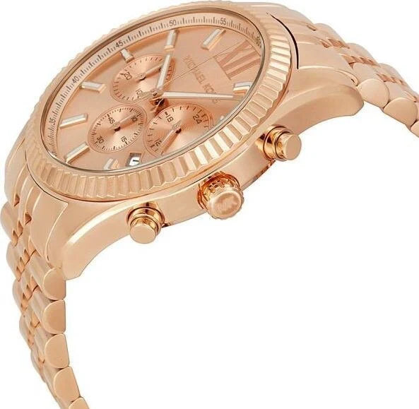 Michael Kors Lexington Rose Gold Dial Rose Gold Steel Strap Watch For Men - MK8319