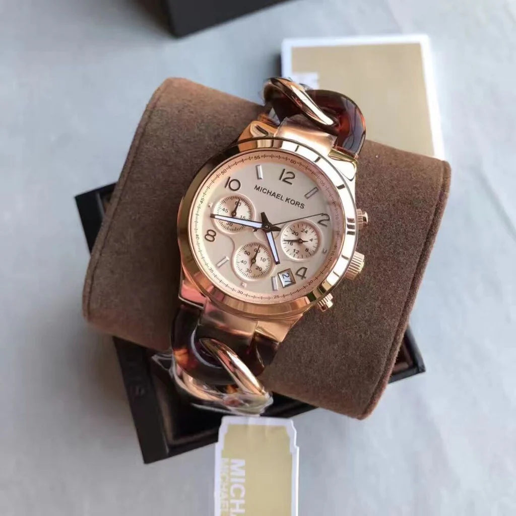 Michael Kors Runway Rose Gold Dial Two Tone Steel Strap Watch For Women - MK4269