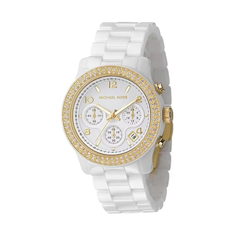 Michael Kors Runway White Dial White Steel Strap Watch For Women - MK5237