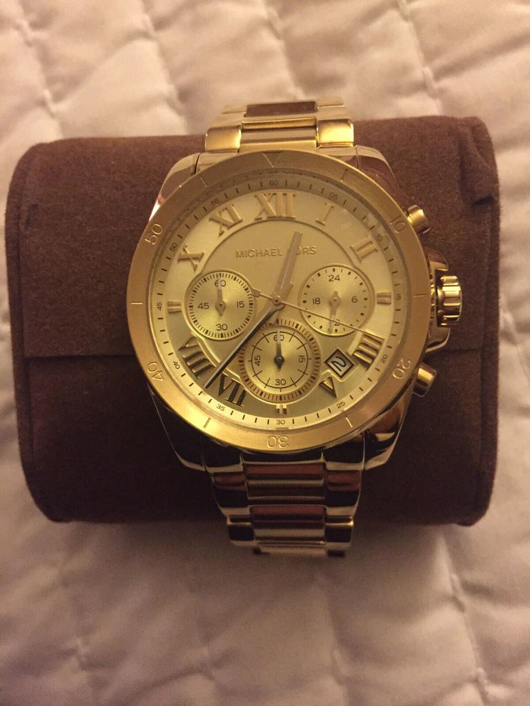 Michael Kors Brecken Chronograph Gold Dial Gold Steel Strap Watch For Women - MK6366