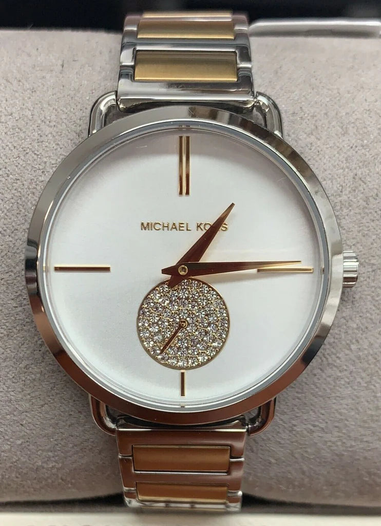 Michael Kors Silver Dial Two Tone Steel Strap Watch For Women - MK3679