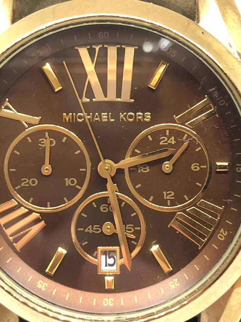 Michael Kors Bradshaw Brown Dial Gold Steel Strap Watch For Women - MK5502