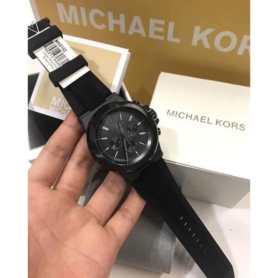 Michael Kors Dylan Black Dial Black Rubber Strap Watch For Men - MK8152